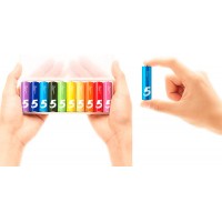 باتری (باطری) قلمی آلکالاین (الکالاین) 1/5 ولت رنگین کمانی Zi5 می شیاومی (شیائومی) بسته 10 عددی | XiaoMi Mi Original Rainbow Zi5 1.5V AA Alkaline Battery Pack Of 10 Piece's Set